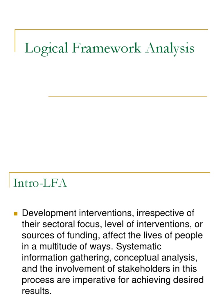 P249 Logical Framework Analysis Sept 2019 | PDF | Cognition | Business