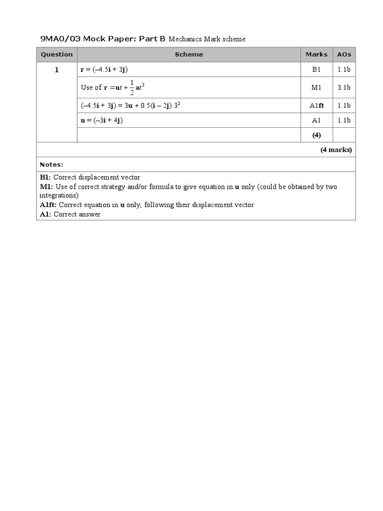 06 A Level Statistics and Mechanics Mathematics Specimen Paper 3 ...