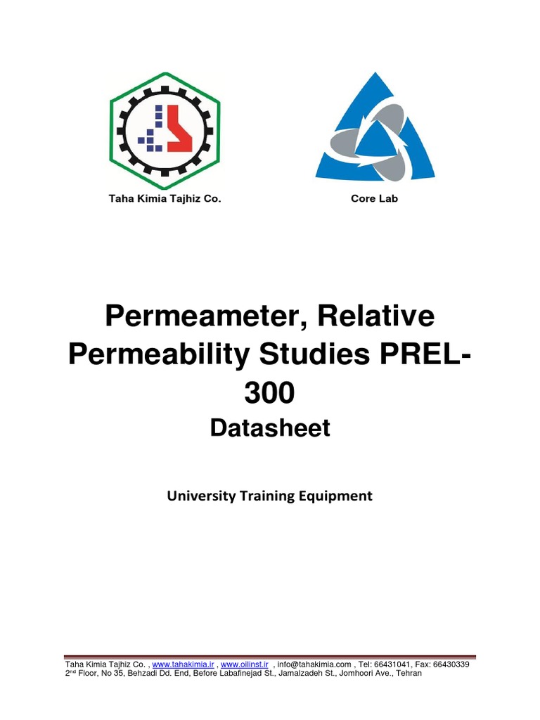 PREL-300 Permeameter Datasheet | PDF | Permeability (Earth Sciences ...
