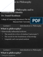 Introduction To Philosophy Lecture 1 Introduction To Philosophy and To Personhood and Identity by Doctor Daniel Kaufman