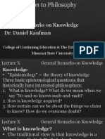 Introduction To Philosophy Lecture 10 General Remarks On Knowledge by Doctor Daniel Kaufman