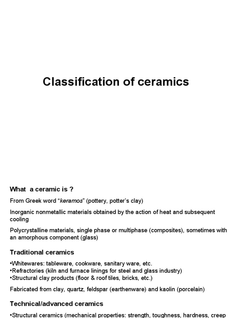 Classification of Ceramics PDF Ceramics Dielectric