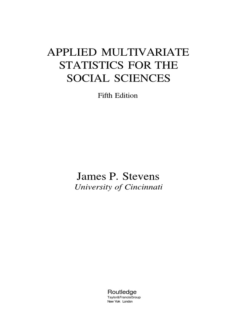 Applied multivariate statistics for the social sciences university of