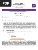 Department of Education: Learning Activity Sheet Number: 2 (Quarter 1) Set Network Configuration Internet Protocol