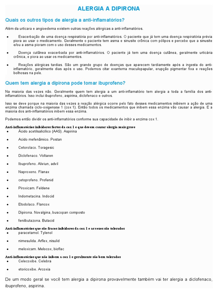 Alergia A Dipirona | PDF | Alergia | Aspirina