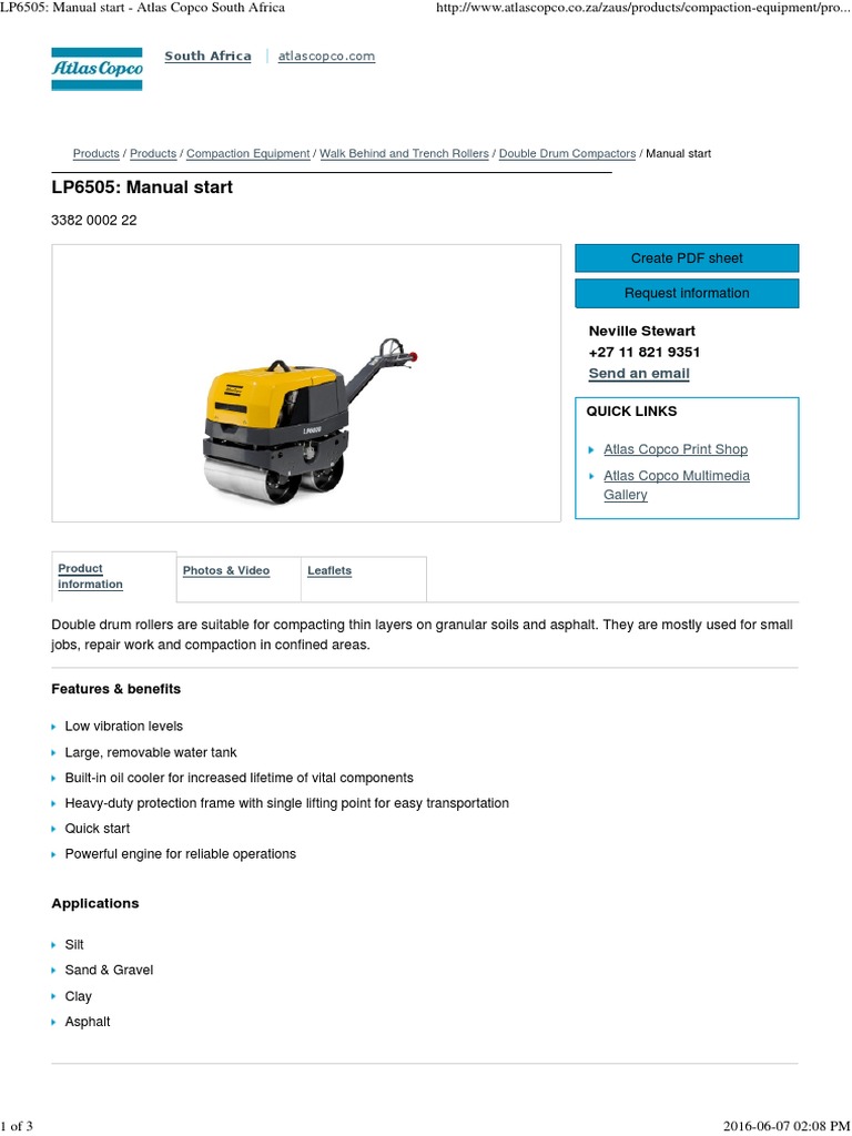 Duplex Drum Compactor LP6505 - Specification | PDF