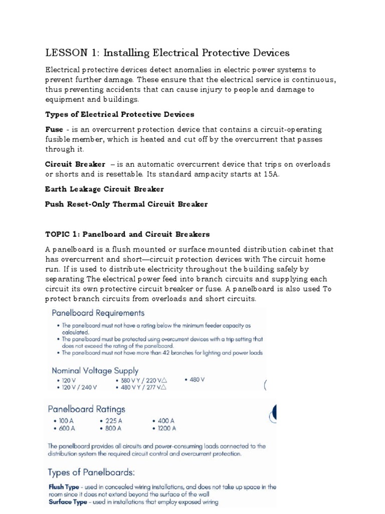 Electrical Protective Devices Installation | PDF | Fuse (Electrical ...