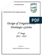 Design of Irrigation and Drainages Systems: 4 Stage 2021 - 2022