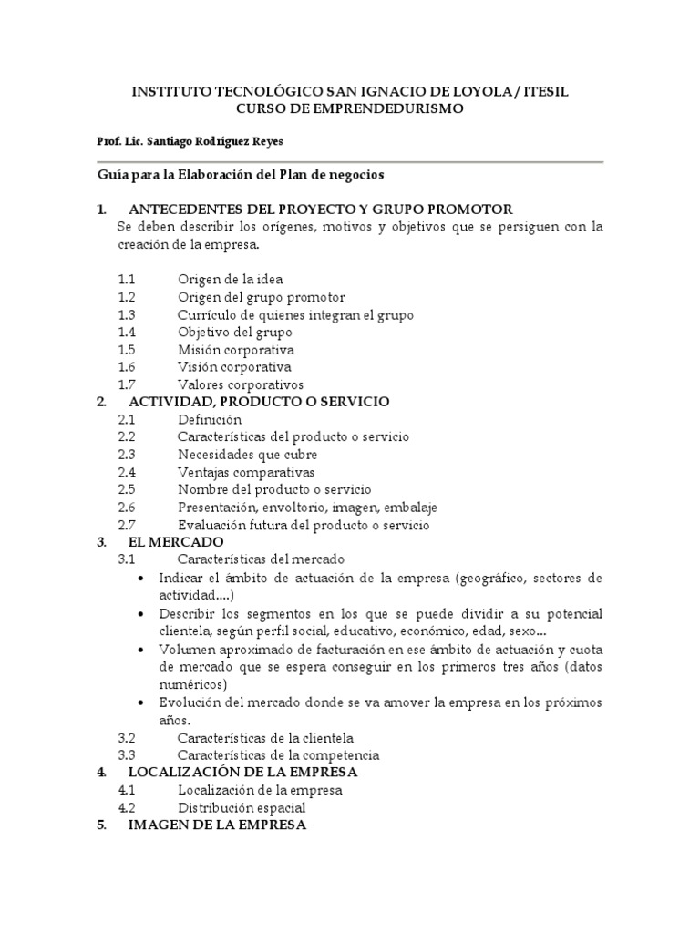 Guía Completa para Plan de Negocios | PDF | Mercado (economía ...