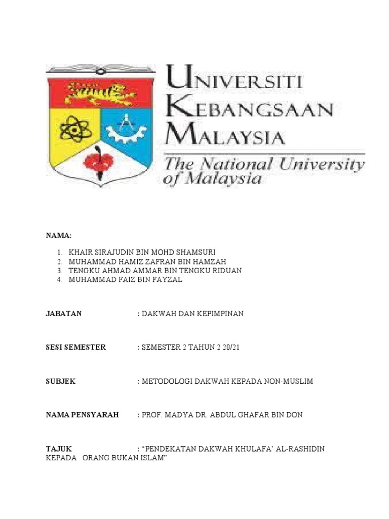 Pendekatan Dakwah Khulafa Al Rashidin Kepada Orang Bukan Islam Pdf