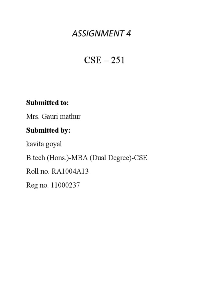 Assignment 4: Submitted To | PDF | Method (Computer Programming ...