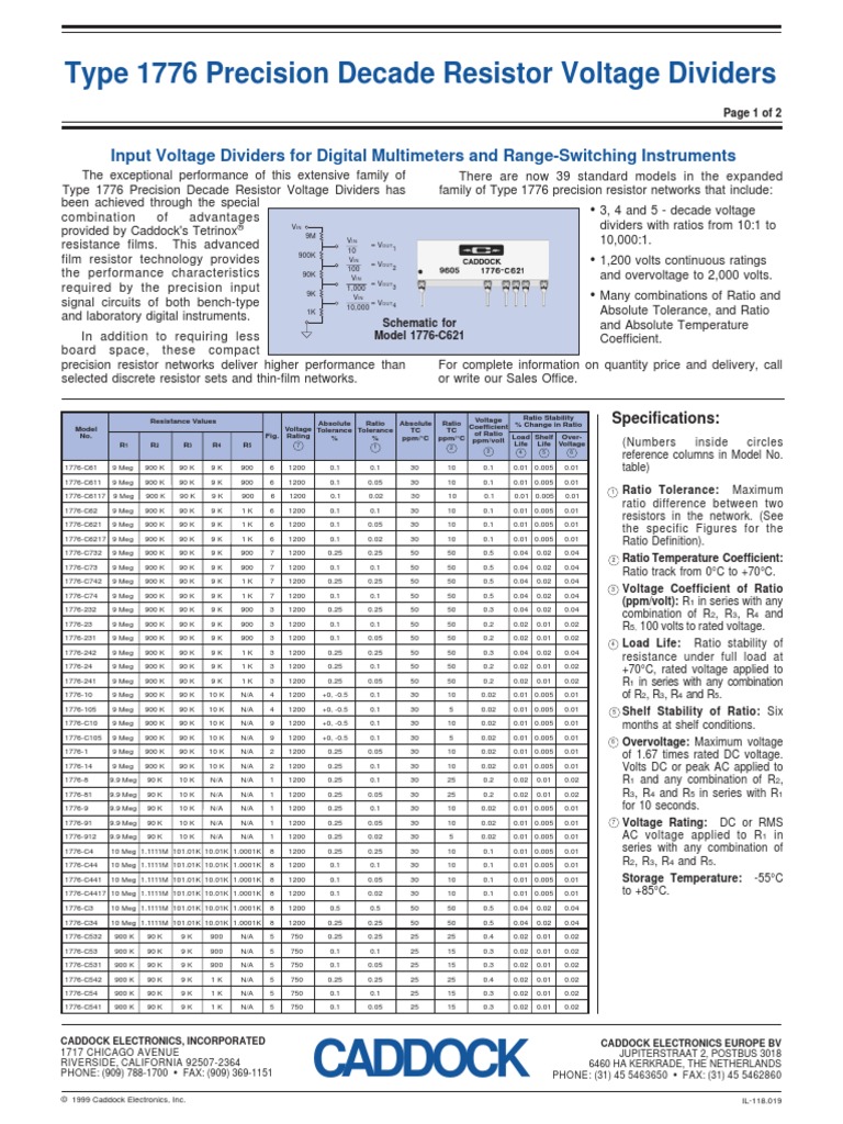 CAD K DOC Type 1776 Precision Decade Resistor Voltage Dividers PDF