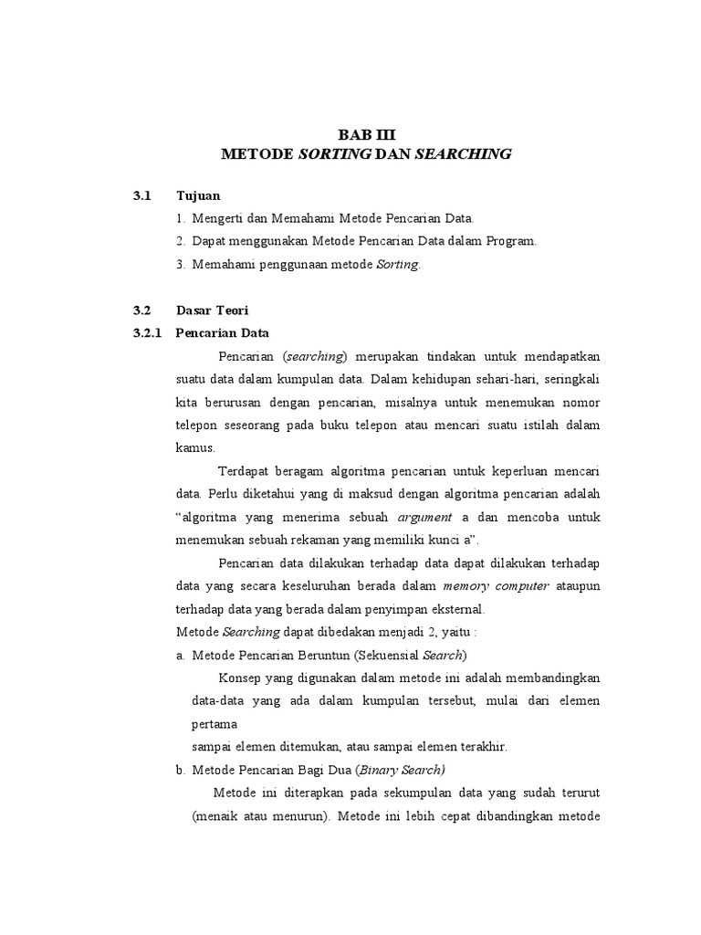 Metode Sorting dan Searching Data | PDF