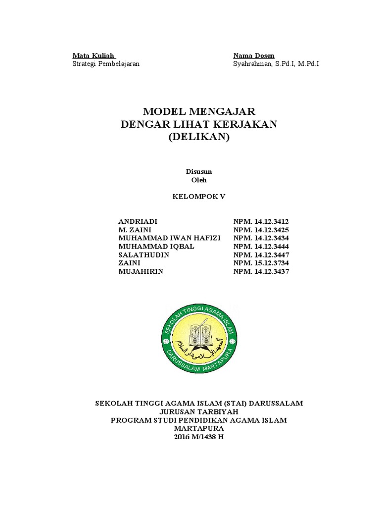 Model Mengajar Delikan: Dengar, Lihat, Kerjakan | PDF