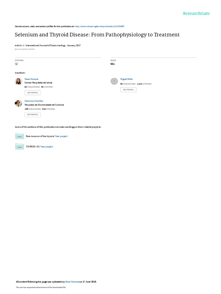 Selenium And Thyroid Download Free Pdf Selenium Thyroid