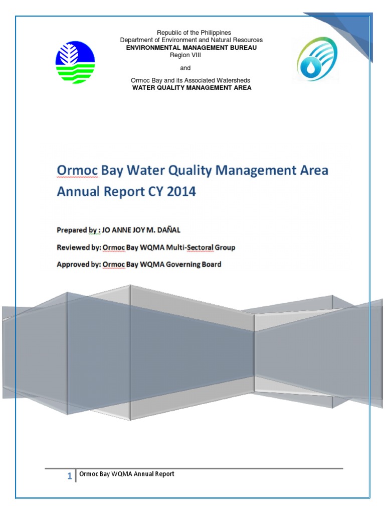 Ormoc Bay WQMA Annual Report 2014 | PDF | Ph | Water Quality