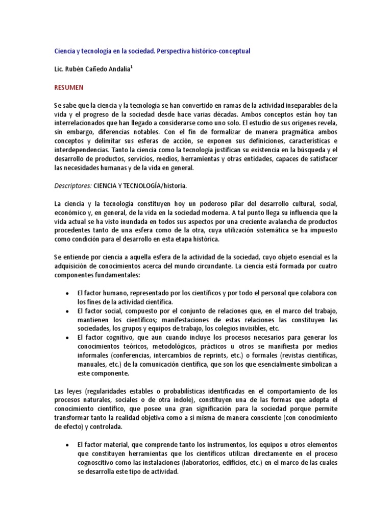 Ciencia y Tecnología en La Sociedad | PDF | Conocimiento | Sociedad