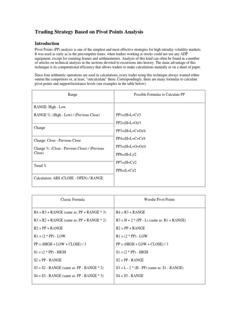 Pivot Points Trading Strategies Explained | PDF | Day Trading