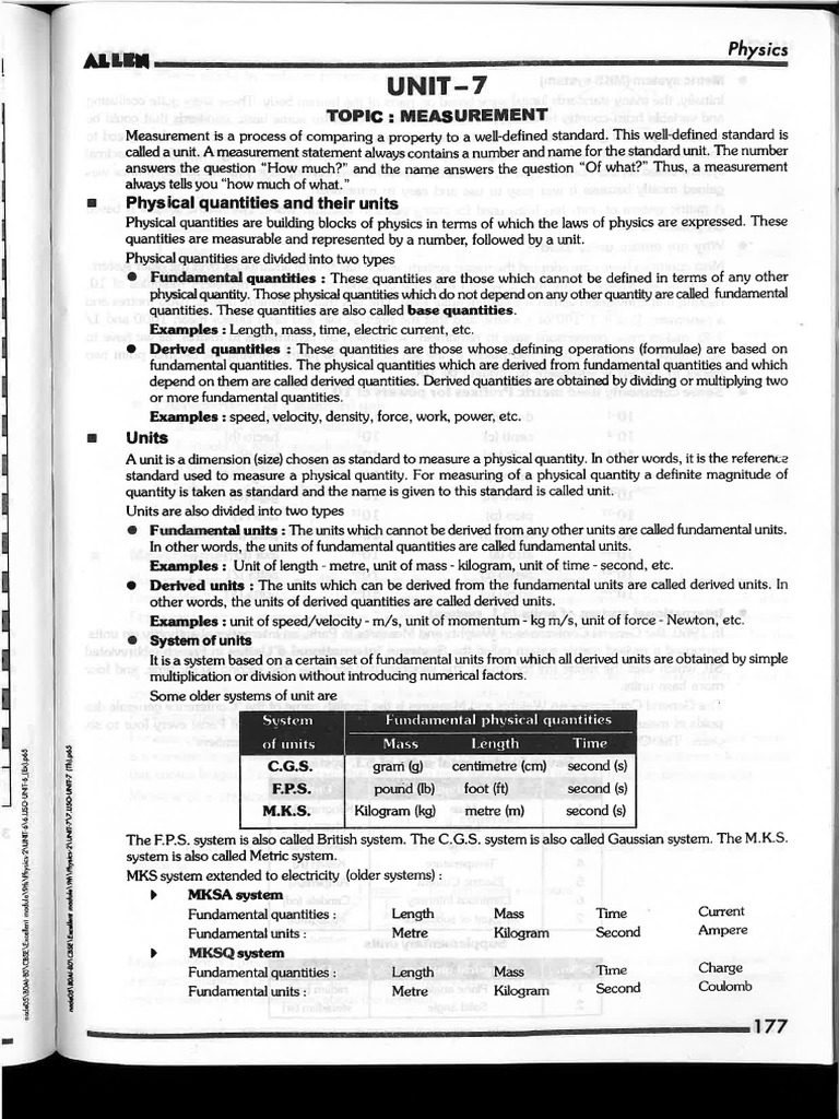 Unit 7 Measurement Pdf