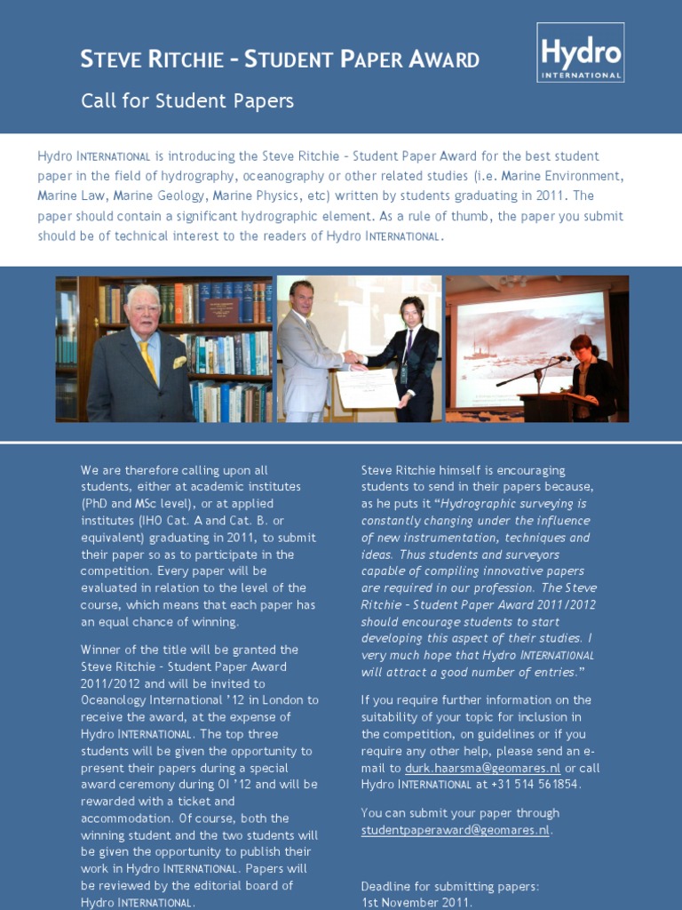Advertorial Steve Ritchie Award | PDF | Hydrography | Behavior Modification