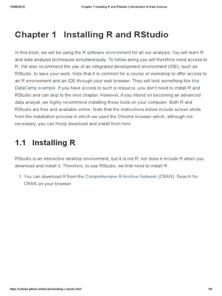 Chapter 1 Installing R and RStudio - Introduction To Data Science | PDF ...