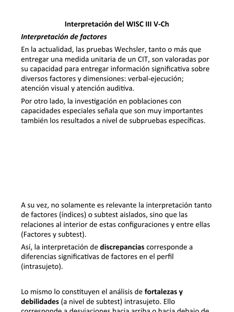 Interpretación WISC III | PDF | Inteligencia | Aprendizaje