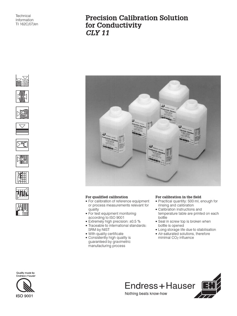 Precision Calibration Solution For Conductivity CLY 11 Endress PDF Calibration Temperature