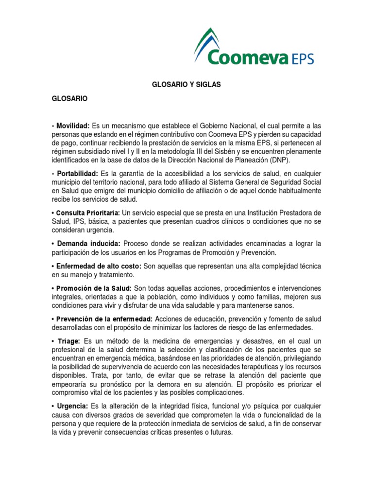 Glosario y Siglas | PDF | Ciencias de la Salud | Cuidado de la salud