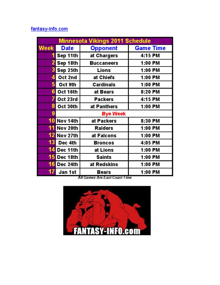 Vikings Schedule PDF