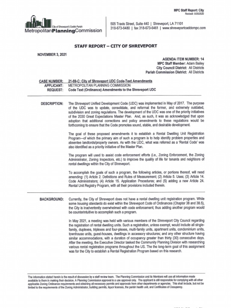 Amendments To Establish A Rental Dwelling Unit Registration Program PDF