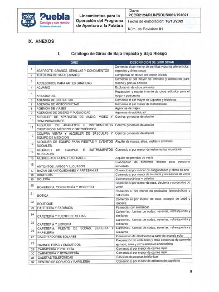 Catálogo de Giros Comerciales PDF