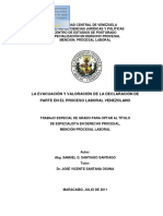 Evacuacion y Valoración de La Declaración de Parte - Derecho Laboral Venezolano