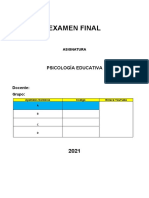 Examen Final Psicología Educativa 2021