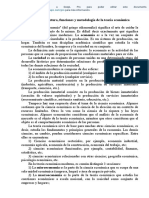 Objeto, Estructura, Funciones y Metodología de La Teoría Económica