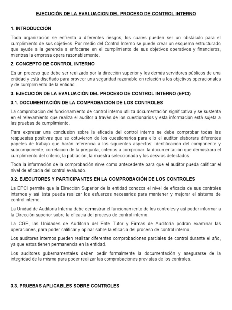 Ejecucion de La Evaluacion Del Control Interno | PDF | Muestreo ...