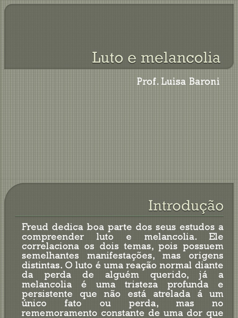 Luto e Melancolia | PDF | Depressão | Morte