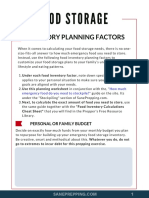 Food Inventory Planning Factors - Worksheet