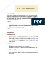 CS 224N / Ling 280 - Natural Language Processing: Course Description