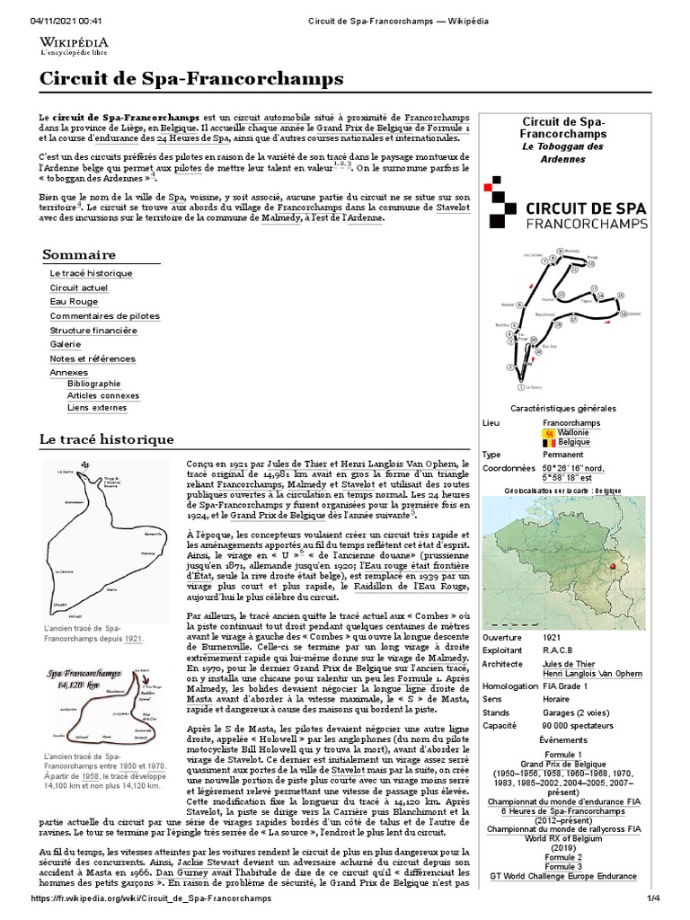 Circuit de Spa-Francorchamps - Wikipédia | PDF | Compétition automobile ...