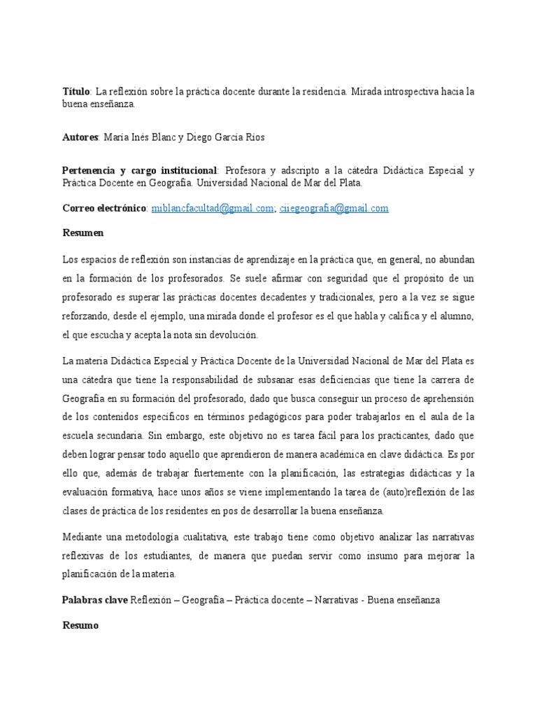 La Reflexion Sobre La Practica Docente D | PDF | Conocimiento | Maestros