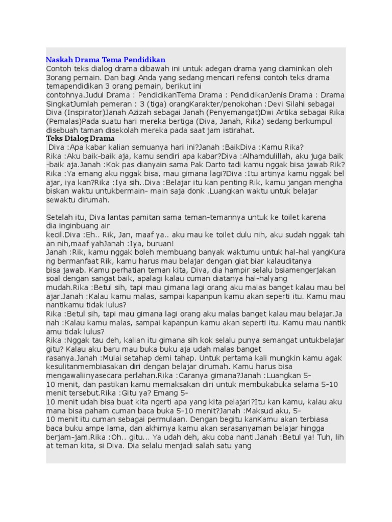 Naskah Drama Tema Pendidikan | PDF