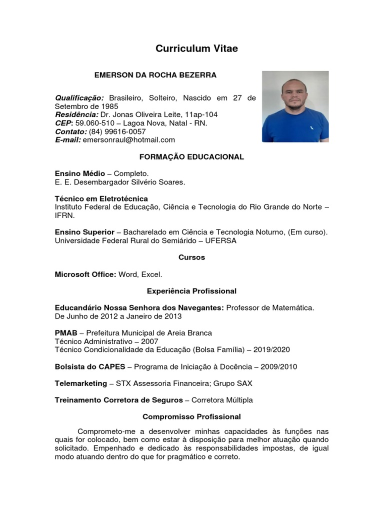 Currículo Vitae Emerson Rocha Atualizado PDF