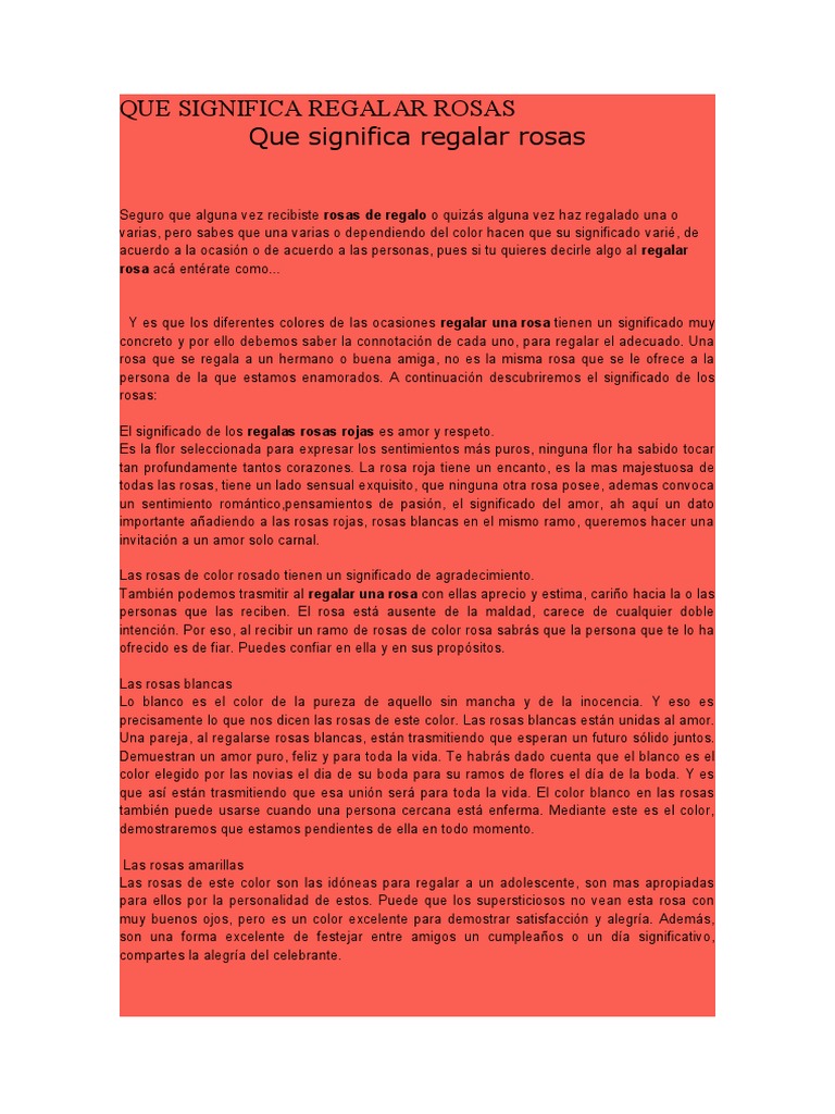 Que Significa Regalar Rosas | Descargar gratis PDF | Amor | Boda