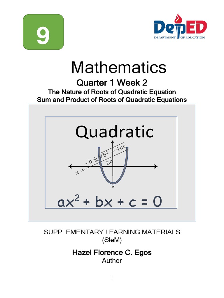 EDITED Quarter1 SleM2 Grade-9-Math | PDF | Quadratic Equation | Equations