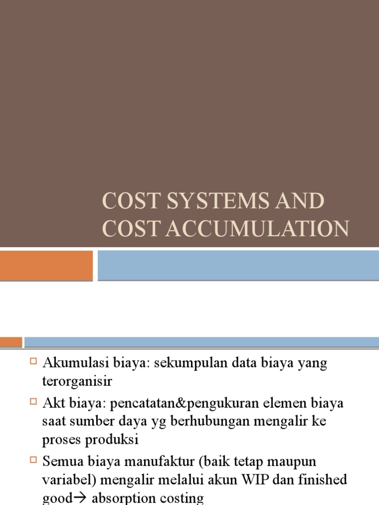 Cost Systems and Cost Accumulation PDF Equity (Finance) Expense
