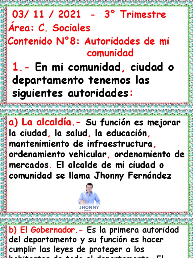 Autoridades de mi comunidad y sus funciones | PDF