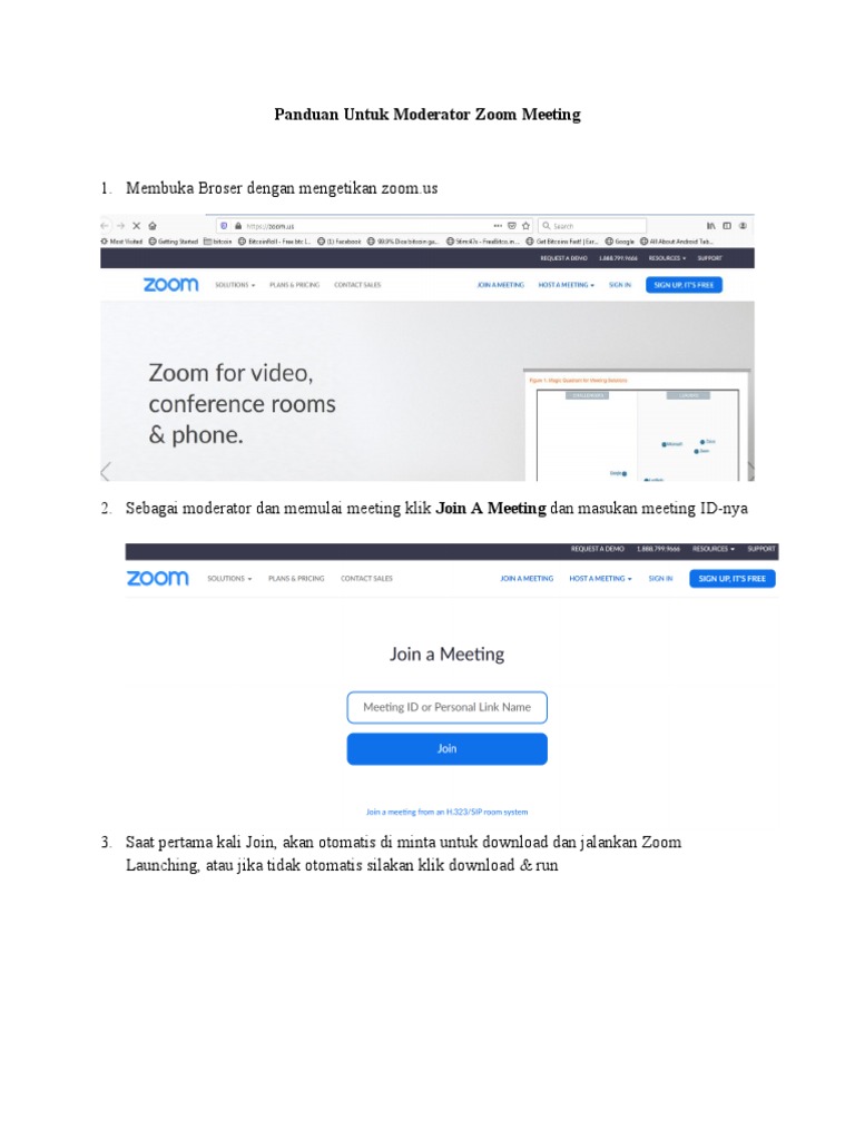 Panduan Moderator Zoom Meeting | PDF