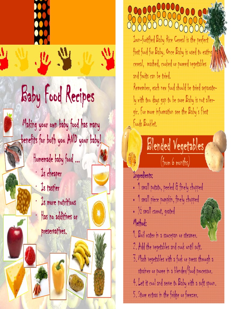 Baby Food Recipes: Blended Vegetables | PDF | Foods | Fruit