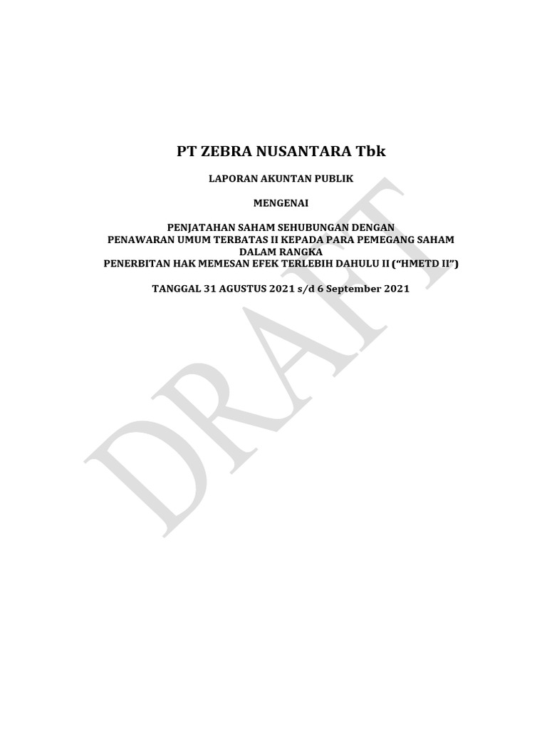 Draft Audit Penjatahan PT Zebra TBK | PDF