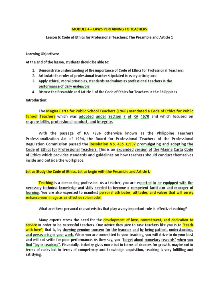 Module 4 Laws Pertaining To Teachers 1 Pdf Teachers Salary